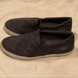Coach Monogram Canvas Slip-Ons with Leather